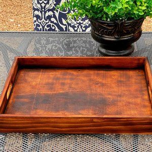 Rustic hand charred wooden serving tray